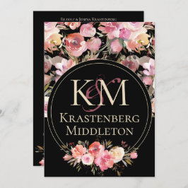 Mörk Moody Bröllop Monogram  vinter Ro Inbjudningar