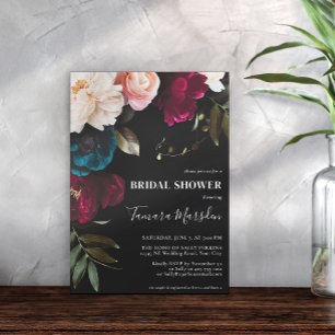 Mörk Moody Burgundy Blue Rosa Black Blommigt Inbjudningar