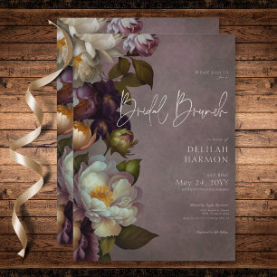 Mörk Moody Burgundy & Cream Blommigt Möhippa Brunc Inbjudningar