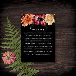 Mörk + Moody Elegant Blommig Svart Bröllop Tilläggskort