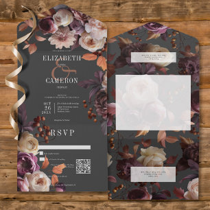 Mörk Moody Fall Burgundy & Cream Peonies QR-kod