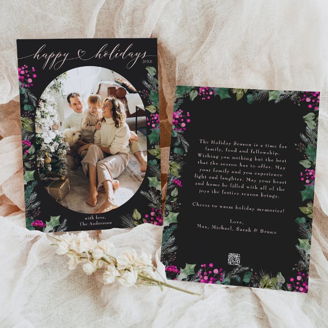 Mörk Moody Family Photo Glad helg Card Julkort (Skapare uppladdad)