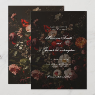 Mörk Moody höstblommor Bröllop Spara Datumet