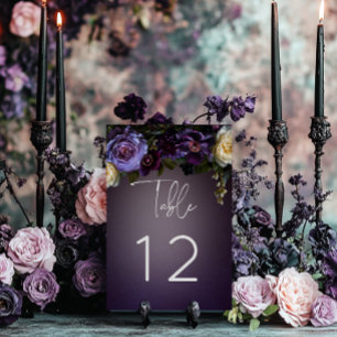 Mörk Moody Lila Lavender Blommigt Modern Bröllop Bordsnummer