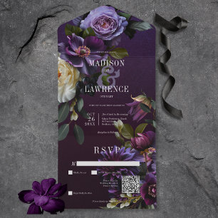 Mörk Moody Lila & vit Blommigt QR-kod