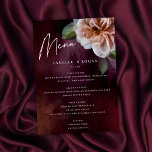 Mörk   Moody menykort för Bröllop i Rustik Blommig Inbjudningar<br><div class="desc">Vackra målade blommor på en målad mörk,  parad med elegant typografi ge den här mörken för bröllopsmenyn,  moody och romantiska stil. Redigera bara mallen med ditt namn,  din information och välj alternativ. Koordinerande bröllop-objekt finns i vår butik eller se designsamlingen... </div>
