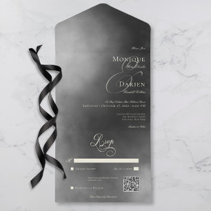 Mörk Moody Midnight Black Fog QR-kod Bröllop