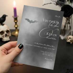 Mörk Moody Midnight Fladdermus & Fog Bröllop Inbjudningar