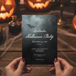 Mörk Moody Midnight Fladdermus & Fog Halloween fes Inbjudningar