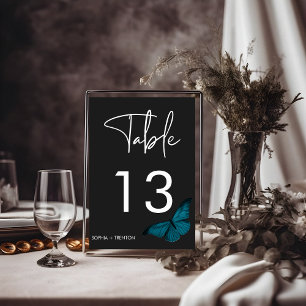 Mörk Moody minimal teal Moth Bröllop Bordsnummer