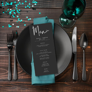 Mörk Moody minimal teal Moth Bröllop Meny
