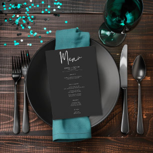 Mörk Moody minimal teal Moth Bröllop Meny