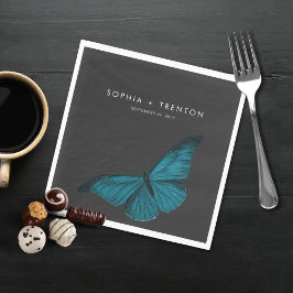 Mörk Moody minimal teal Moth Bröllop Pappersservett