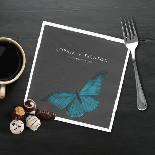 Mörk Moody minimal teal Moth Bröllop Pappersservett