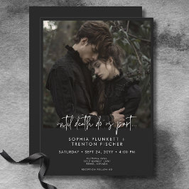 Mörk Moody minimalt foto Bröllop Inbjudningar