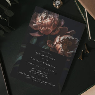 Mörk Moody Möhippa för svartvita Blommigtar Inbjudningar