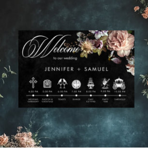 Mörk Moody Pastel Opulent Blommigt Order of Events Poster