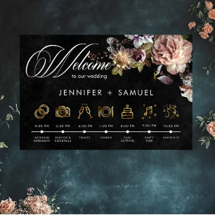 Mörk Moody Pastel Opulent Blommigt Order of Events Poster