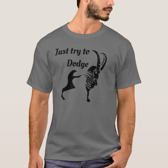 Mörk Moody Ram Försök bara att Dodge T Shirt (Framsida)