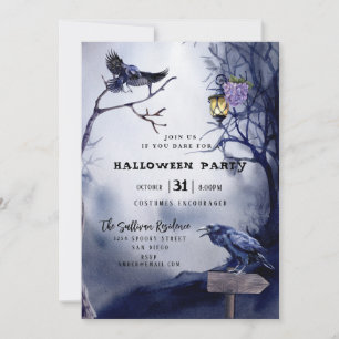 Mörk Moody Raven Night Halloween fest Inbjudningar