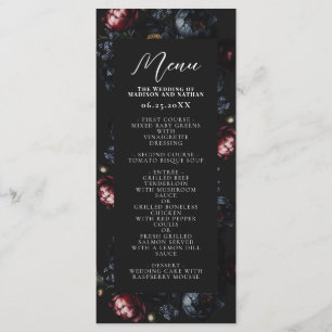 Mörk Moody Romantic Black Peony Gothic Bröllop Meny