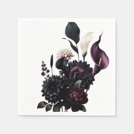 Mörk Moody Romantisk Blommig Vit Bröllop Pappersservett