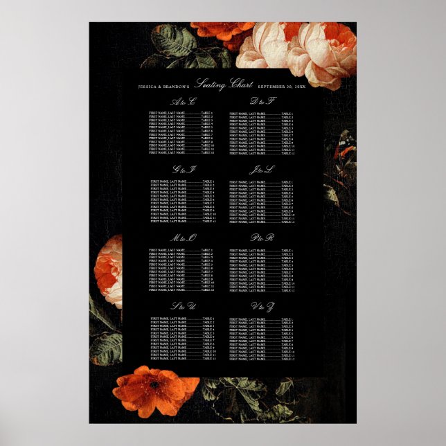 Mörk Moody Romantisk Blommigt Nederländska Bröllop Poster (Framsidan)