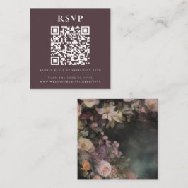 Mörk Moody Romantisk Blommigt QR Code Bröllop Onli Tilläggskort