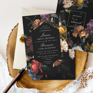 Mörk Moody romsk Blommigt Nederländska Painterly B Inbjudningar