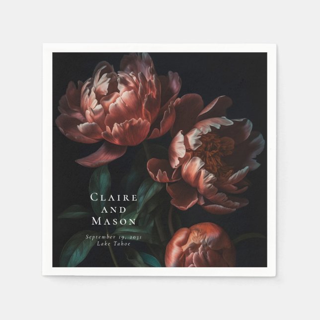 Mörk Moody romska gotiska blommor Bröllop Pappersservett (Framsidan)