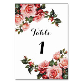 Mörk moody rosa och röd ros bröllop bordsnummer