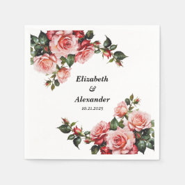 Mörk moody rosa och röd ros bröllop pappersservett