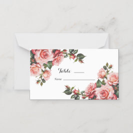 Mörk moody rosa och röd ros bröllop placeringskort