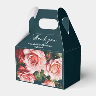 Mörk moody rosa och röd ros bröllop presentaskar