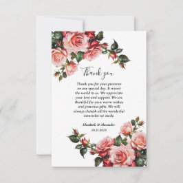 Mörk moody rosa och röd ros bröllop tack kort