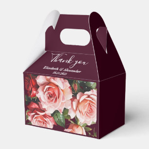 Mörk moody rosa och röd ros burgundy bröllop presentaskar