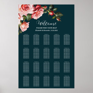 Mörk moody rosa röd ros bröllop poster