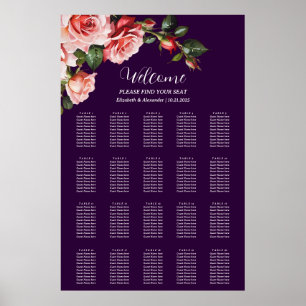 Mörk moody rosa röd ros bröllop poster