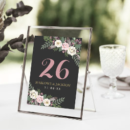 Mörk Moody Rose Blommig Bord Nummer Kort