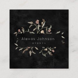Mörk Moody svart, rustisk höstBlommigt Fyrkantigt Visitkort