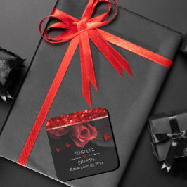 Mörk Moody svarta Blommigtar Fyrkantigt Klistermärke