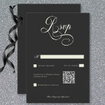 Mörk Moody Victorian Måne & Sol Bröllop QR-kod OSA Kort<br><div class="desc">Luta upp mystiken i din kärlek-historia med vårt stavningskodex för mörk romantik bröllop med QR-kod. Den här svit-designen som är så mörk att den ger dig en inbjudan med en Victoriansk ockult grafik av sol, måne och stjärnor, som är mycket komplicerad och detaljerad. Svit-korten är svarta och vita. Konstruktionen framkallar...</div>