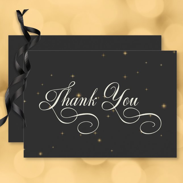 Mörk Moody Victorian Stars Bröllop Tack Kort (Dark Moody Victorian Stars Wedding Thank You Card)