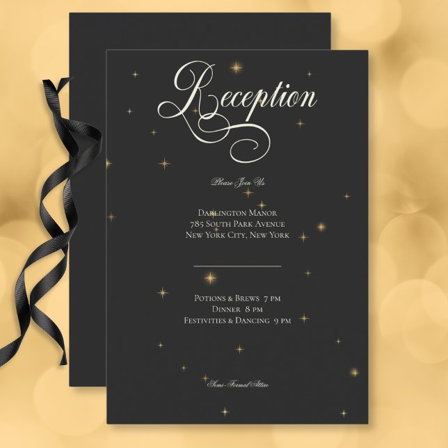 Mörk Moody Victorian Stars Bröllop Tilläggskort (Dark Moody Victorian Stars Wedding Enclosure Card)