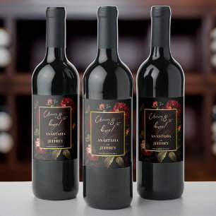 Mörk moody vintage ro gothic bröllop vinflaska etikett