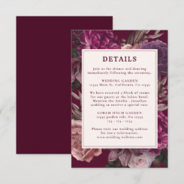 Mörk Moody Winter Burgundy & Maroon Blommigt Bröll Tilläggskort
