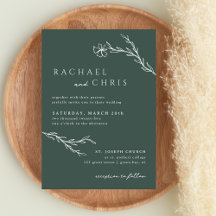 Mörk Moss Emerald Grönt Modern Stenciled Botanical