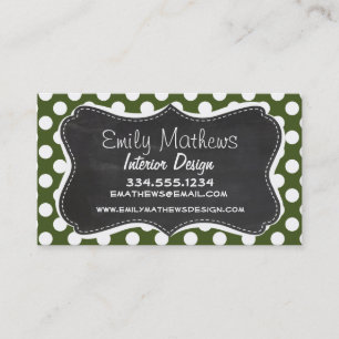 Mörk Moss Grönt Polka dots Visitkort