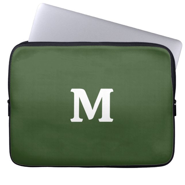 Mörk Moss Grönt Solid Färg Laptop Fodral (Framsidan)