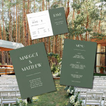 Mörk Mossgrön Minimalistisk Skandi Bröllop